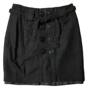 Nick & Mo Womans Linen Blend‎ Black Button Mini Skirt Size 2